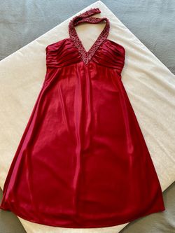 Red Dress XS Sequined V-neck 