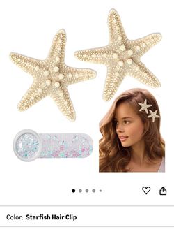 Little Mermaid Starfish Hair Clips And Face/body Glitter