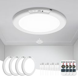 wowatt 4Pcs Battery Operated Ceiling Lights Rechargeable with Motion Sensor