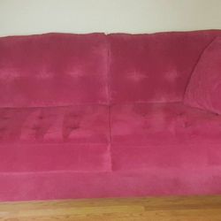 Red Ashley coach,love seat and chaise.