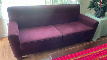 Cloth Sofa and matching Sofa Chair Burgundy