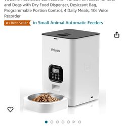 VOLUAS Automatic Cat Feeders - Timed Pet Feeder for Cats and Dogs with Dry Food Dispenser, Desiccant Bag, Programmable Portion Control, 4 Daily Meals,