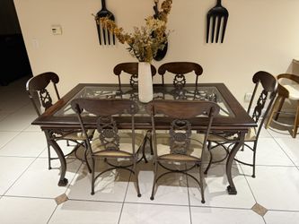 Solid Wood & Glass Dining Set