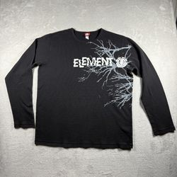 Vintage Y2k Element Men’s 2XL Black Waffle Knit Long Sleeve Thermal Grunge #2836