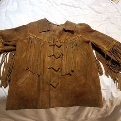 Mens Leather Fringed Coat Vintage