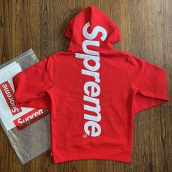 Supreme Satin Applique Hooded Sweatshirt Red🔥