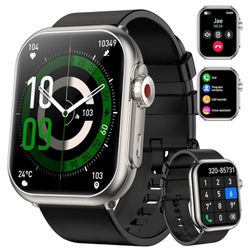  1000 mAh 100 Day Battery Life, 1.85" Fitness Tracker Bluetooth Call/Make Calls, 110+ Sport Modes, IP68 Waterproof, Heart Rate, 24/7 Sleep Monitor Fit