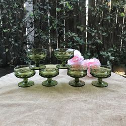 Tiffin Glass Green King’s Crown Bowl’s 