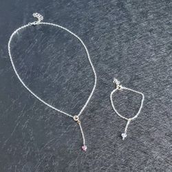 Heart Necklace &  Matching Bracelet. 