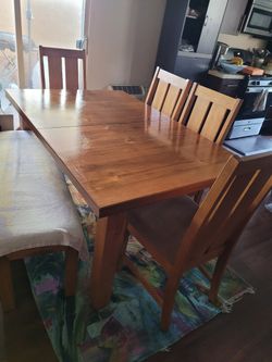 DINING TABLE WITH CHAIRS & BENCH INCLUDED