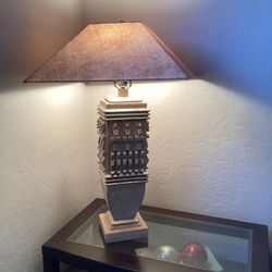 31” Hand Carved Table Lamp