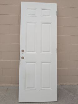 White 6-Panel Interior Door with Hinges