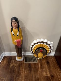 Thanksgiving Blow Mold Turkey Indian Native American 
