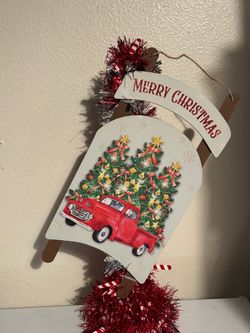 Merry Christmas Wooden Sled Sign