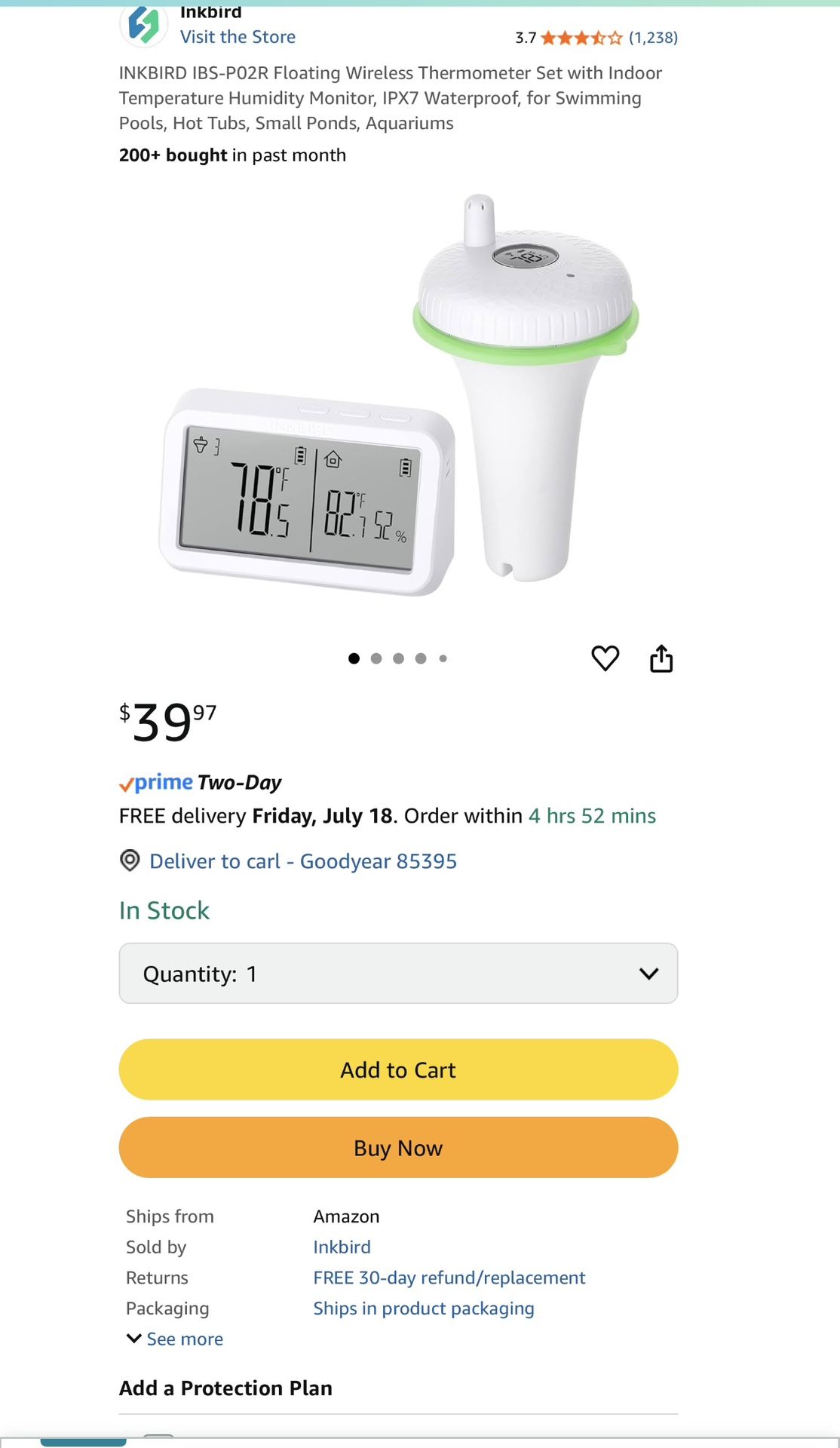 Brand New Inkbird Wifi Pool Thermometer