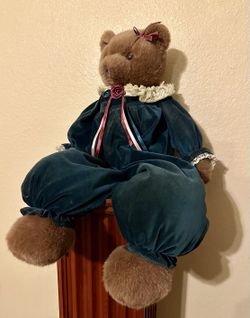 Vintage Green Velvet Teddy Bear