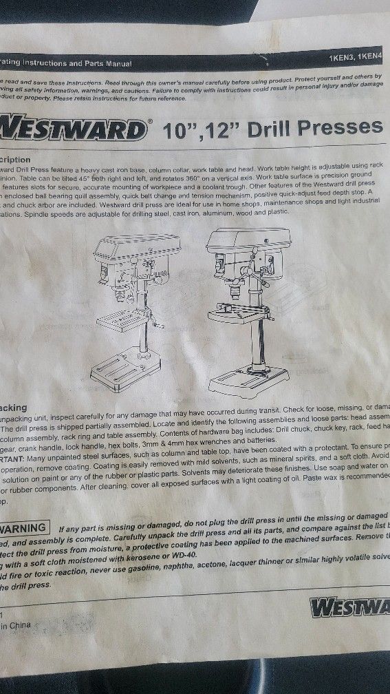 Westward Bench Drill Press 