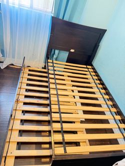 Dark Brown Bed Frame with Slatted Base