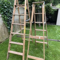 2 Wooden Ladders 