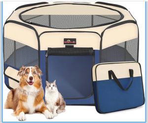 Aivituvin Dog Playpen, Foldable Pet Play Pens with Carrying Bag for Cat, Puppies, Rabbits, Portable