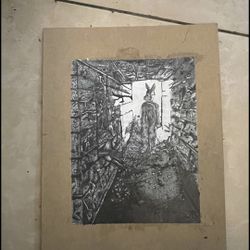 "Down the Rabbit Hole" Creepy Alice in Wonderland inspired Pen and Ink Drawing