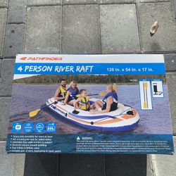 Brand New Sealed 4 Person Raft For The Ocean, Rivers Or Lakes, Comes With Oars And Pump