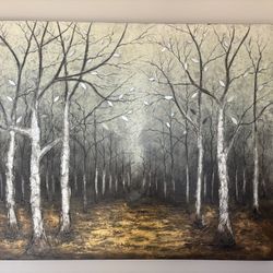 Kirklands MIRRORED LEAVES CANVAS ART 