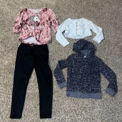 Girls 5 year old clothes. Splendid cheetah shirt & z by Zella leggings are in good condition. Lily bleu unicorn shirt is missing glitter & face is cra