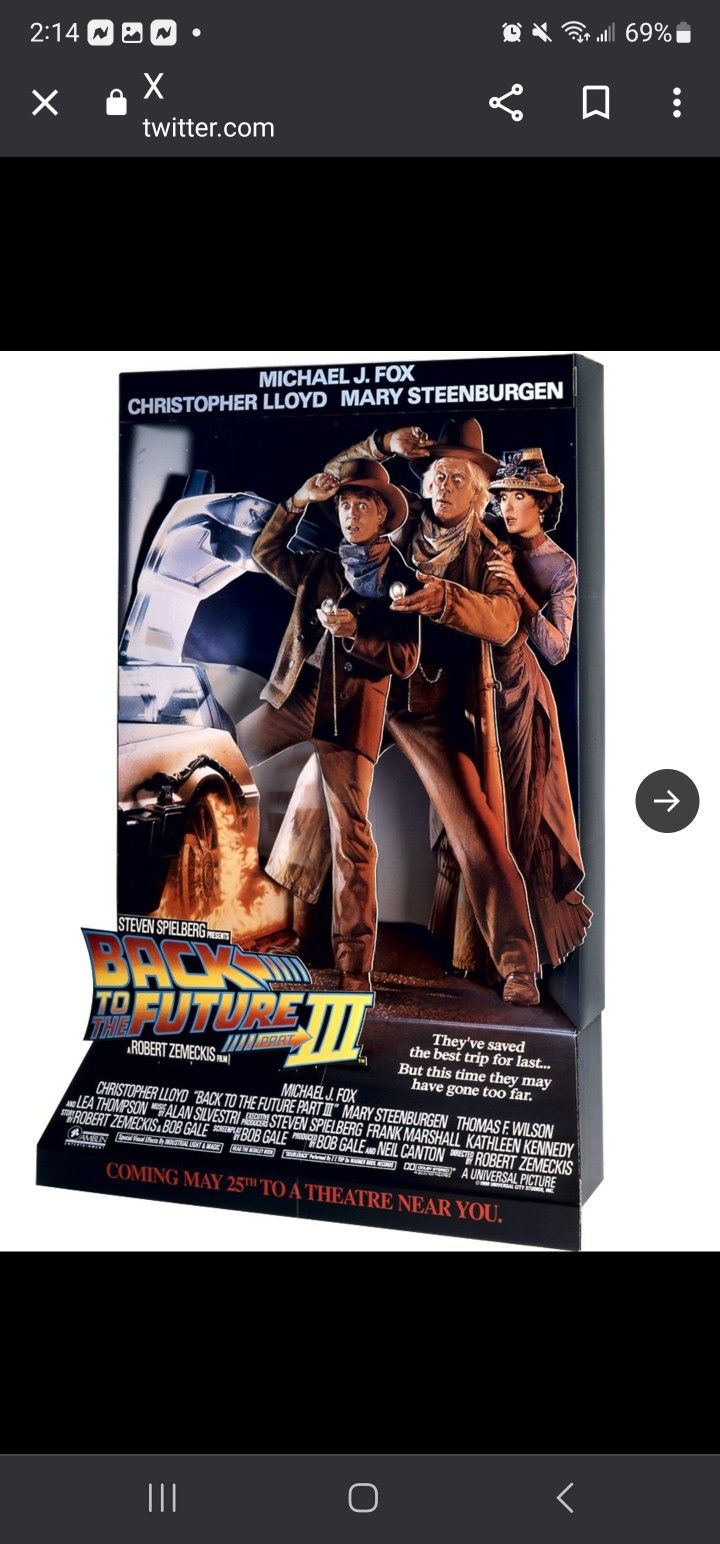 Back to the Future part 3 original movie theater Standee RARE