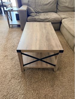 Gray and black coffee and side table
