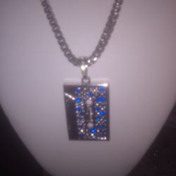 Stainless Steel Chain With Cz Diamonds With Mixtape Charm