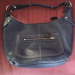 Authentic Coach Navy Blue Leather Purse 