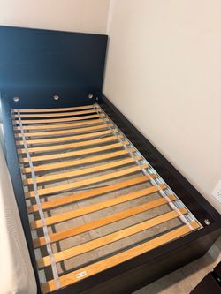 Twin Bed Frame with Slatted Base and memory foam mattress