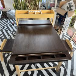 ALL-IN-ONE ACTIVITY AND ART TABLE WITH CRAFT STORAGE AND CHAIRS: 