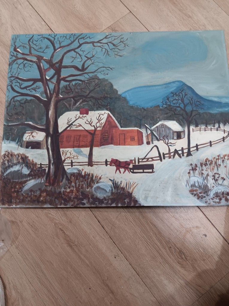 Winter Barn Canvas