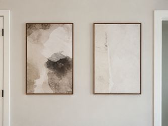 Set of 2 Large Neutral Abstract Framed Canvas Prints