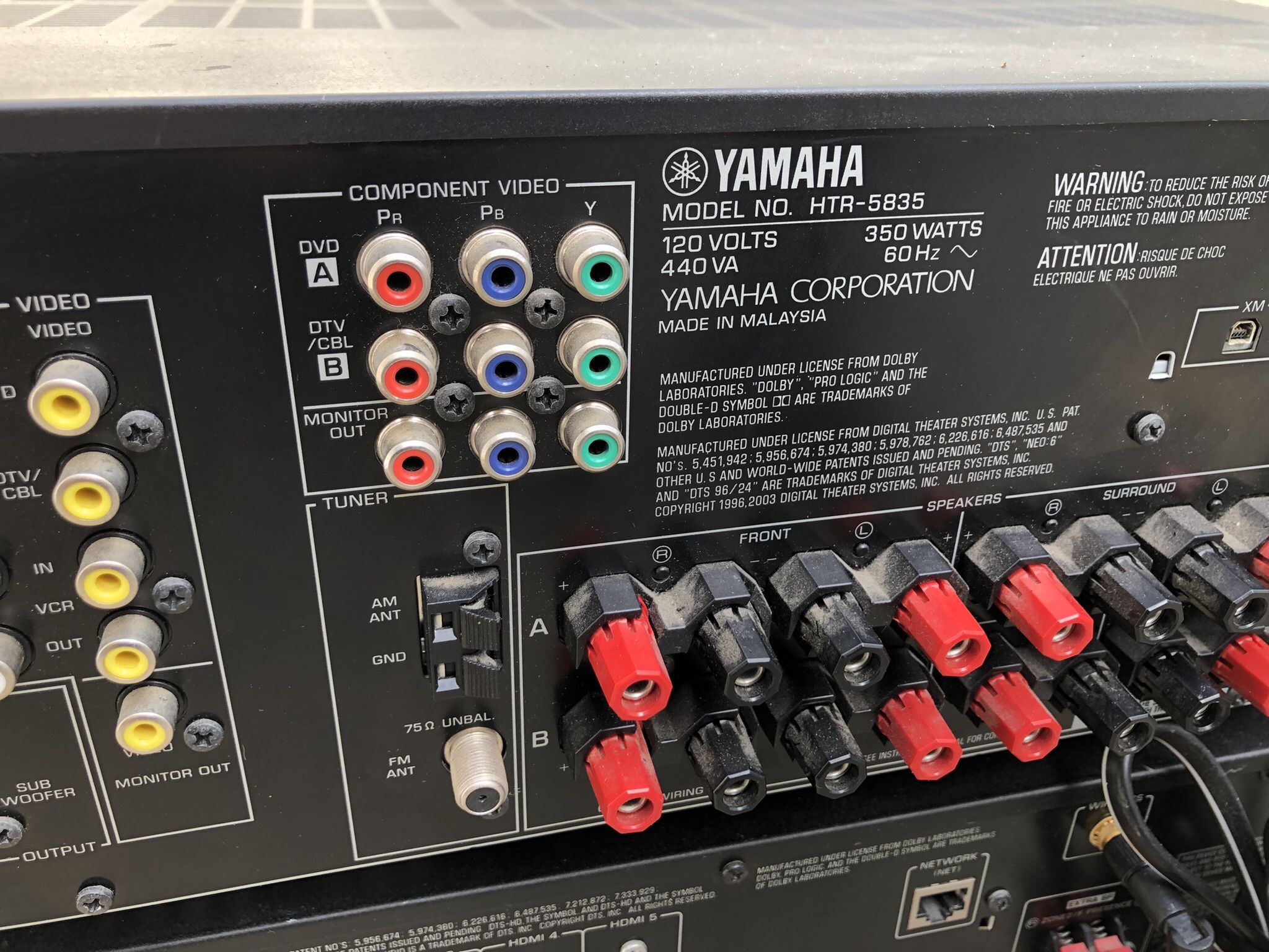 Yamaha Natural Sound AV Receiver. The HTR5835 is in good working