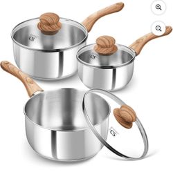 6 Piece Stainless Steel Sauce Pan Set