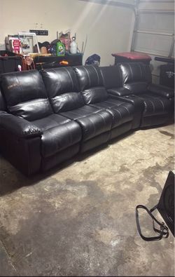 Black Leather Reclining Sofa Set