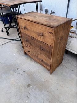 Wood desk, dresser, office chair set