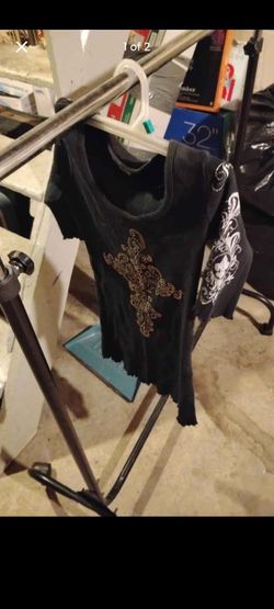 Black Top with Gold Ornate Print