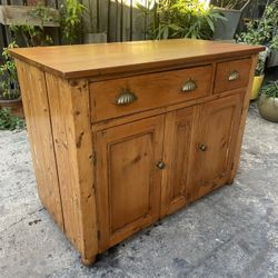 Vintage Antique Victorian Rustic Solid Pine Cabinet / Buffet