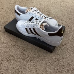 Adidas Gold And Brown Superstars