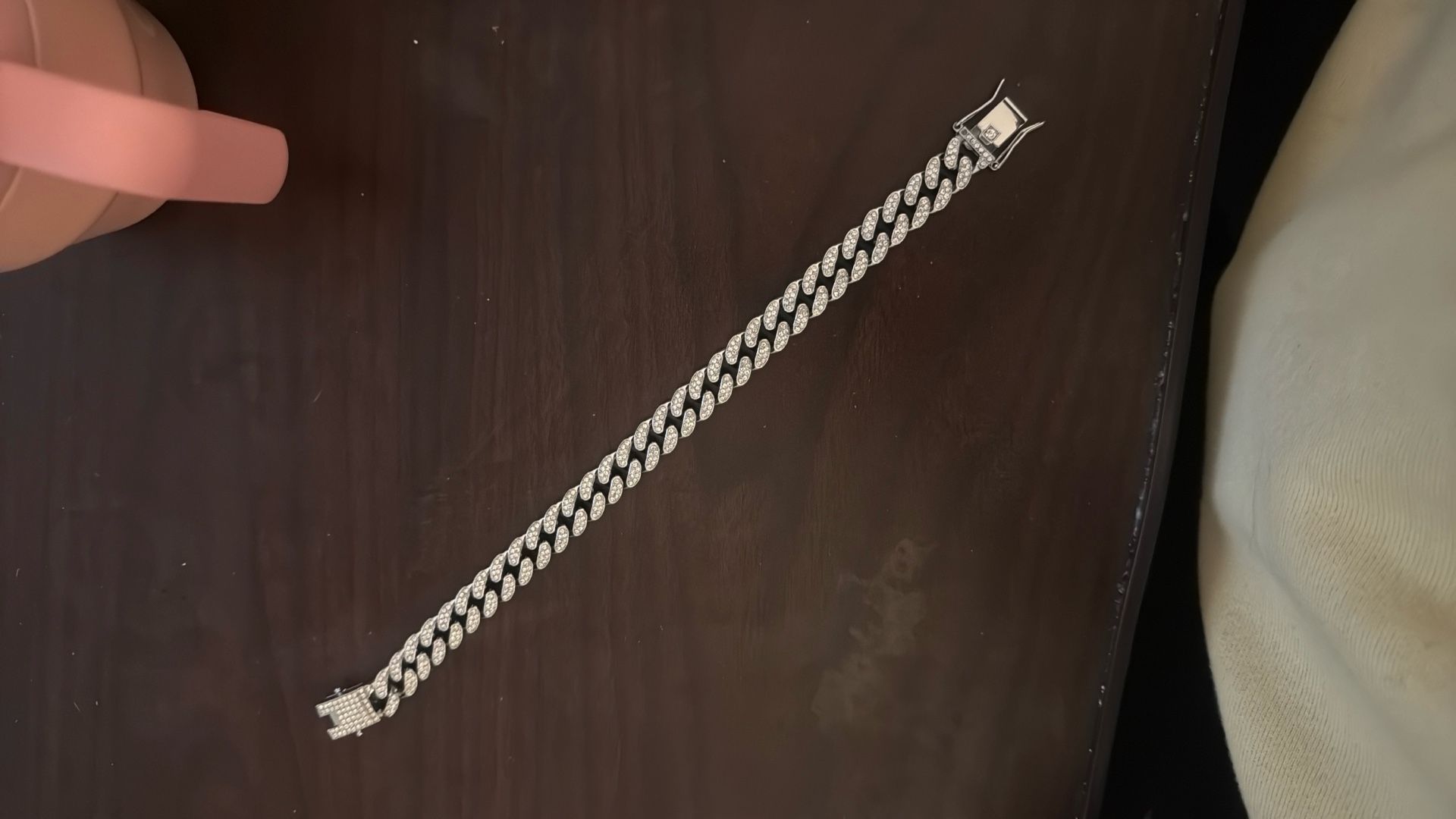 9 Inch Silver Bracelet With Cubic Zirconia Stones