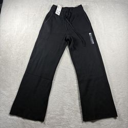 Uniqlo Women's M Black Ribbed Knit Straight Leg Pants NWT #3265