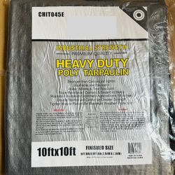 Heavy Duty Waterproof Poly Tarp 10 ft x 10 ft – Outdoor Cover