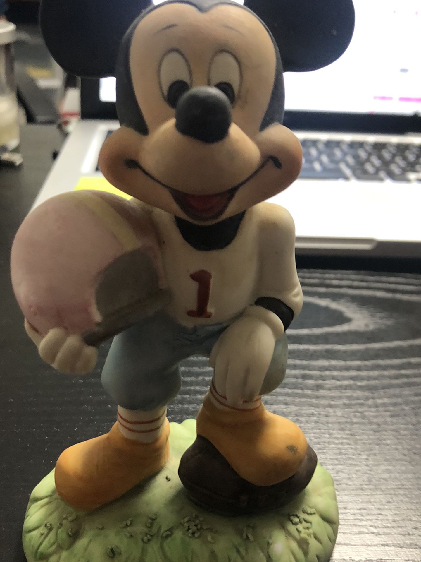Vintage Walt Disney Productions Mickey Mouse Football Porcelain Figurine