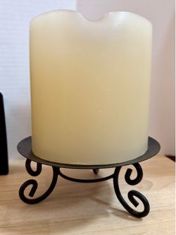 Large 3 Flame Candle with Metal Ornate Stand