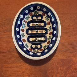 Polish Pottery 5 1/2” X 4 1/2” Soap Dish Excellent Condition L23