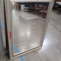 Rectangular Silver Reeded Frame Wall Mirror